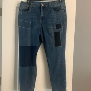 Christopher and Banks patchwork denim jeans. Ankle length. Size 14